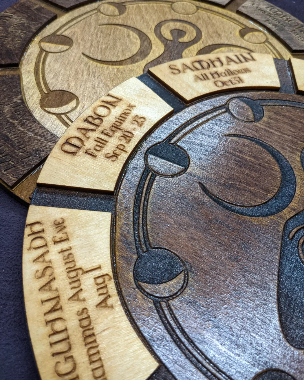 Wooden laser cut Goddess Sabbat wheel of the year calendar