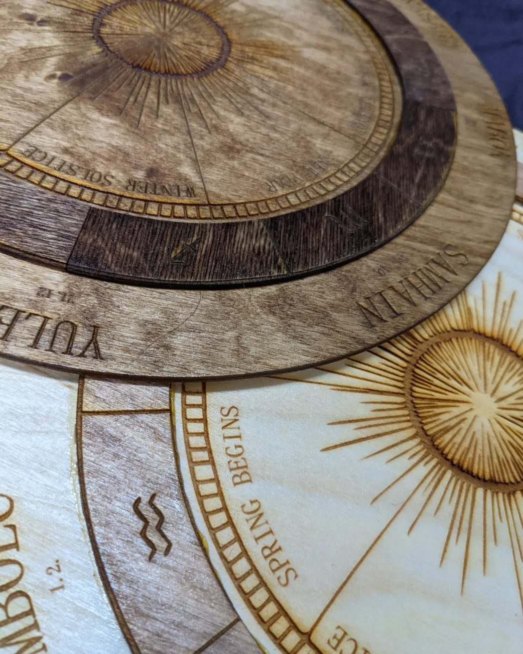 Wooden laser cut Burst Sabbat wheel of the year calendar