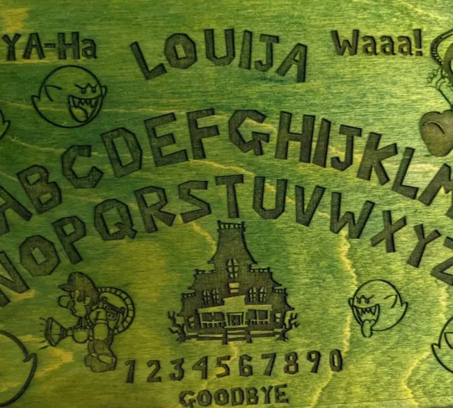 Louija board Luigi themed Ouija board with Boo planchette