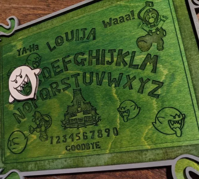 Louija board Luigi themed Ouija board with Boo planchette