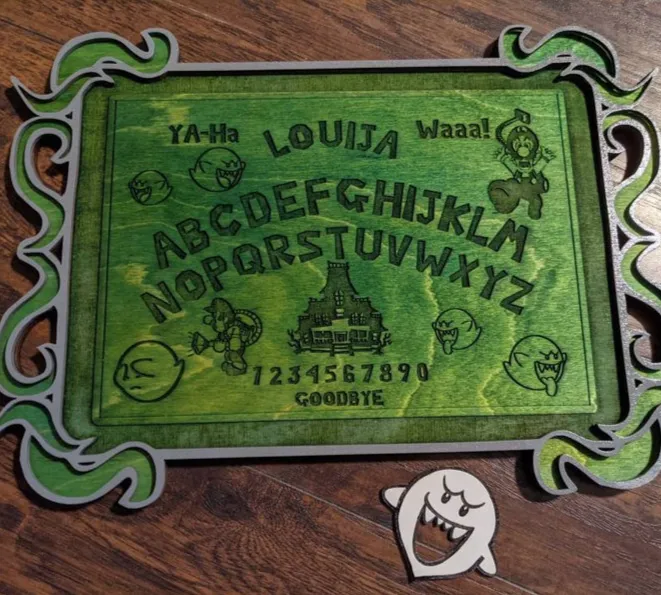 Louija board Luigi themed Ouija board with Boo planchette