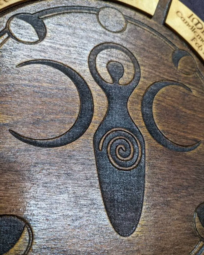Wooden laser cut Goddess Sabbat wheel of the year calendar