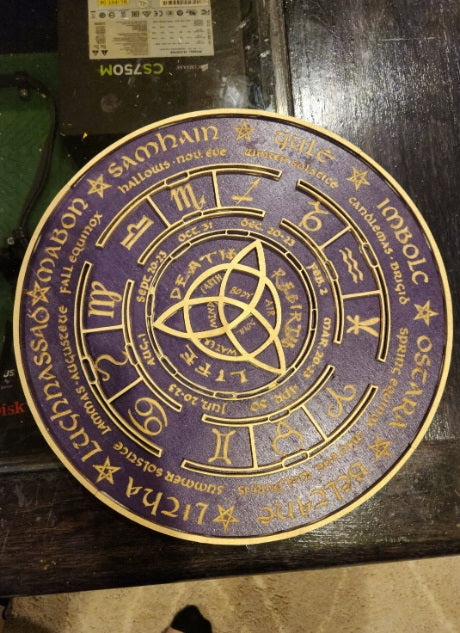 Wooden laser cut Sabbat wheel of the year calendar