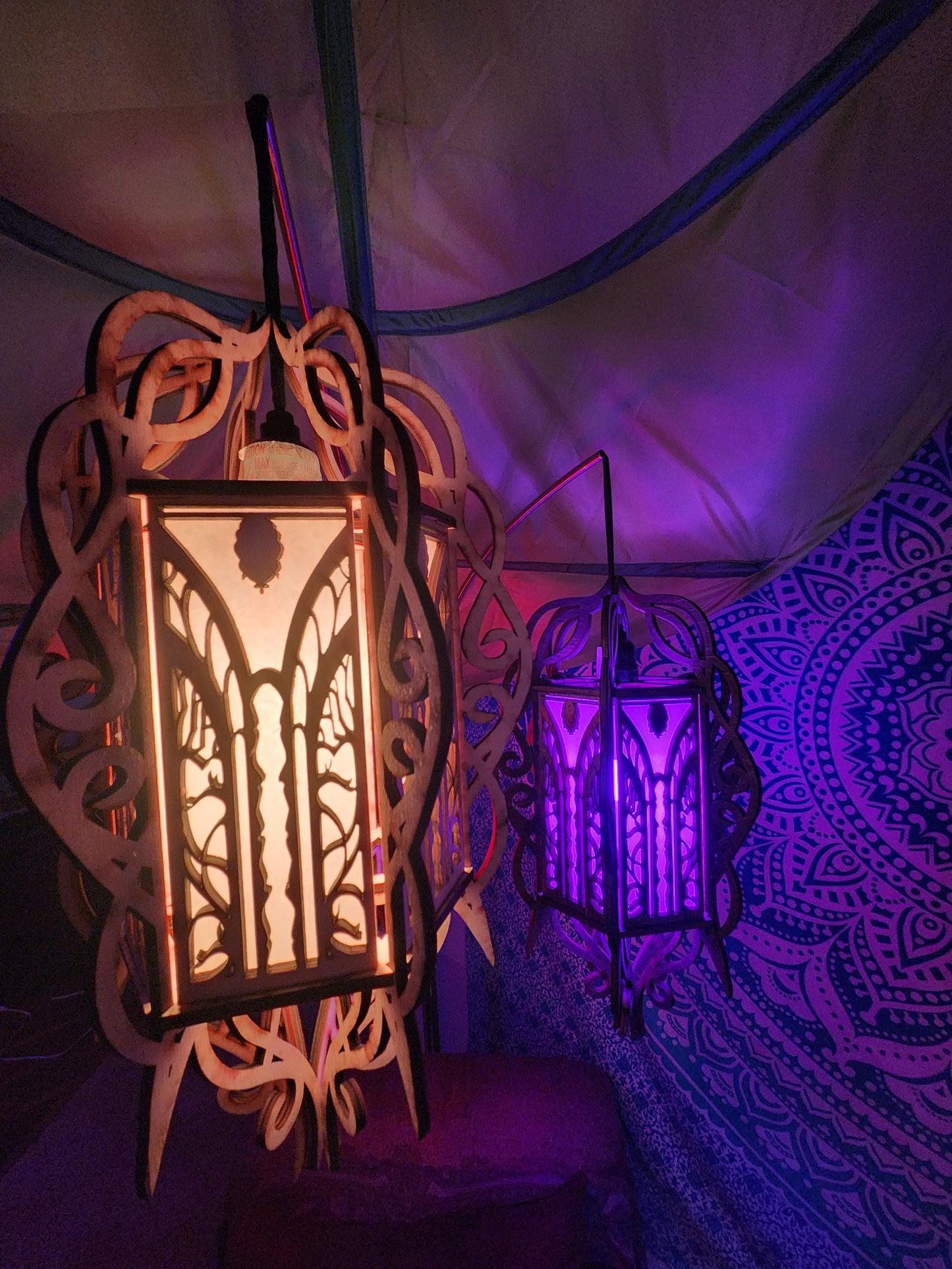 Wooden Laser cut Elven hanging lamp