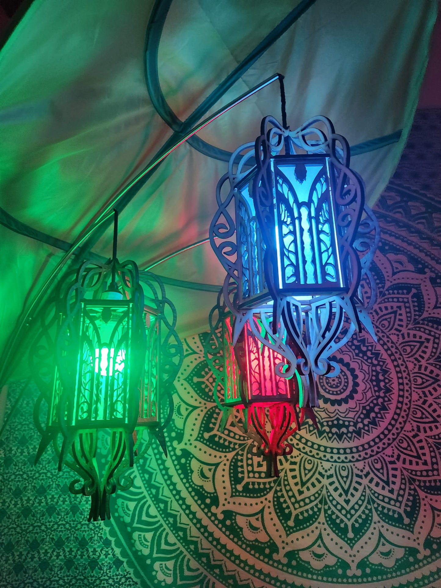 Wooden Laser cut Elven hanging lamp