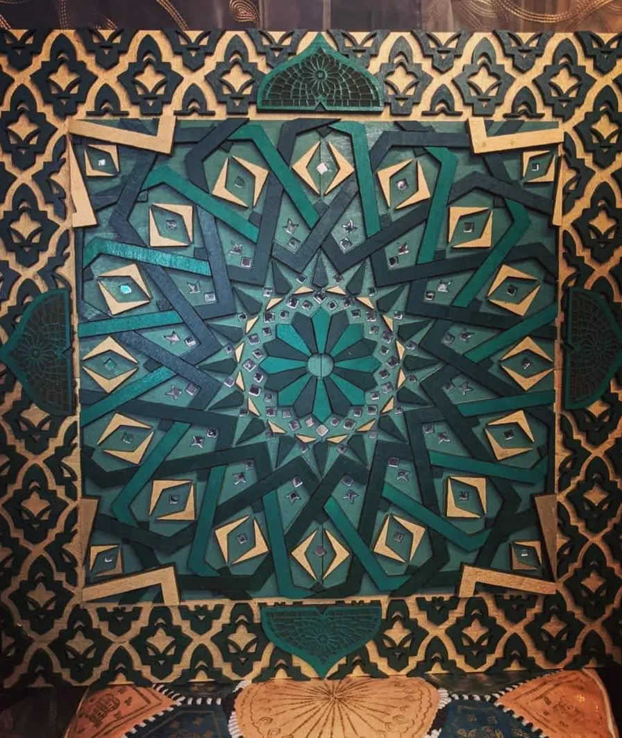 Arabic Mosaic Wooden Laser Cut Wall Art