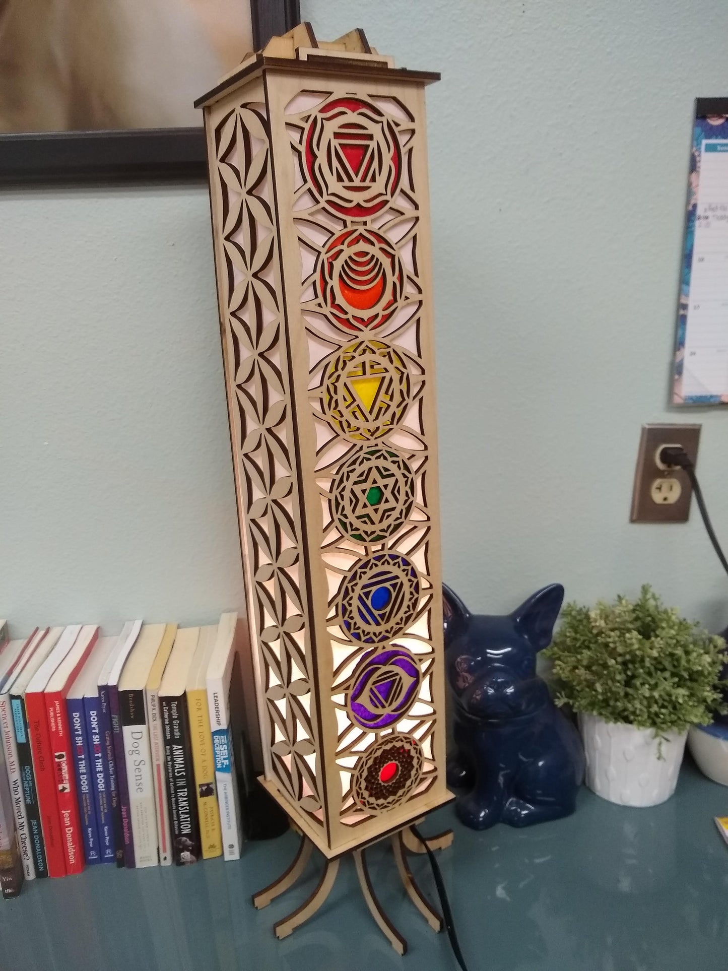 Seven Chakra 2' Laser cut Shoji floor/hanging lamp