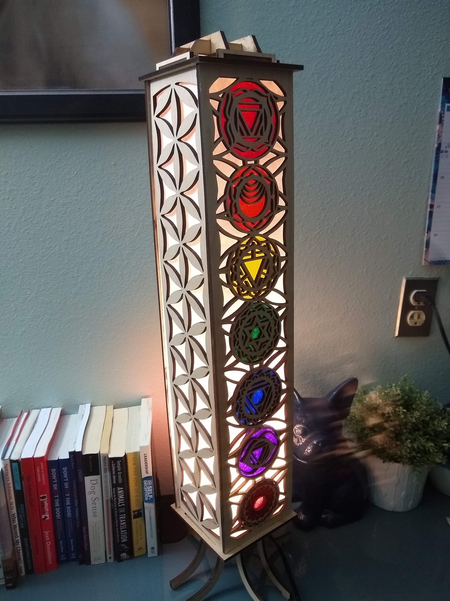 Seven Chakra 2' Laser cut Shoji floor/hanging lamp