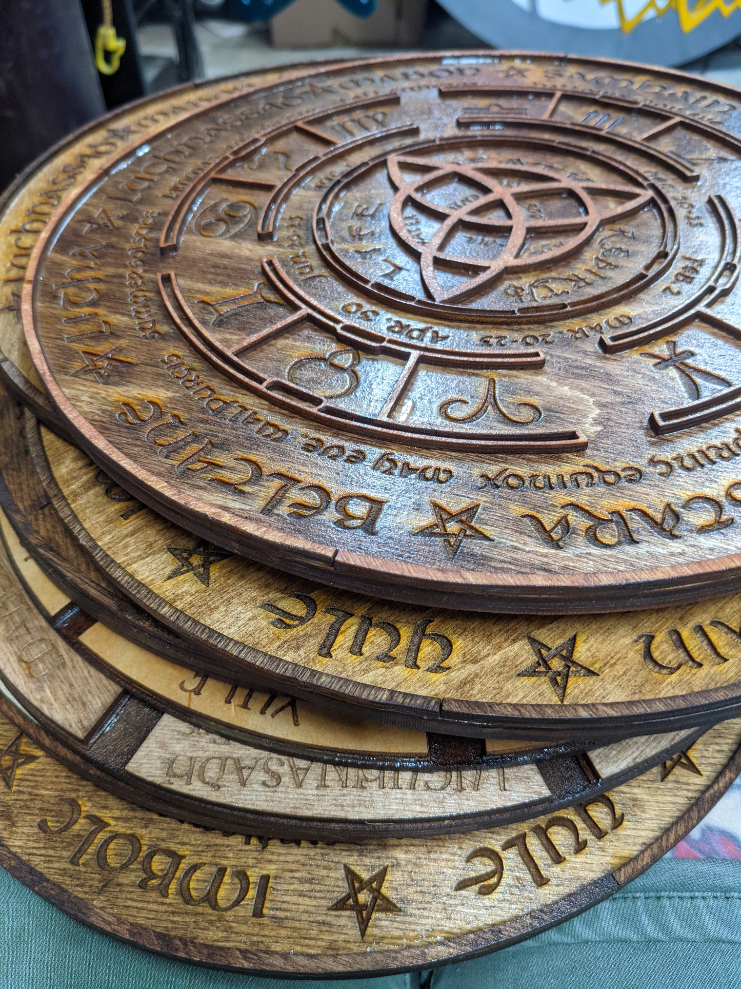 Wooden laser cut Sabbat wheel of the year calendar