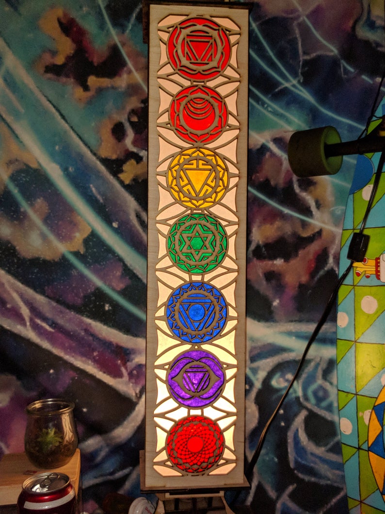 Seven Chakra 2' Laser cut Shoji floor/hanging lamp