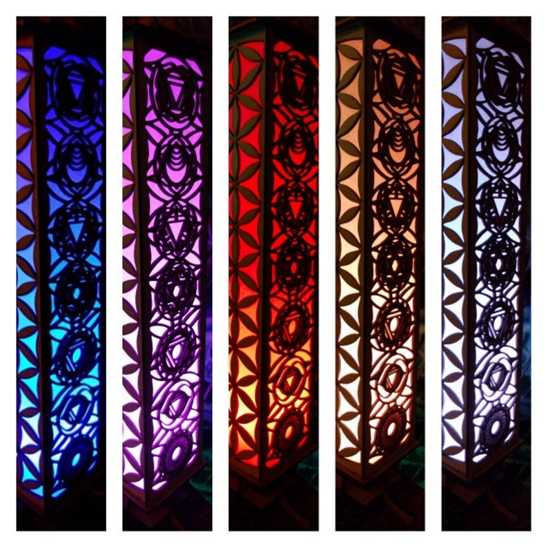 Seven Chakra 2' Laser cut Shoji floor/hanging lamp