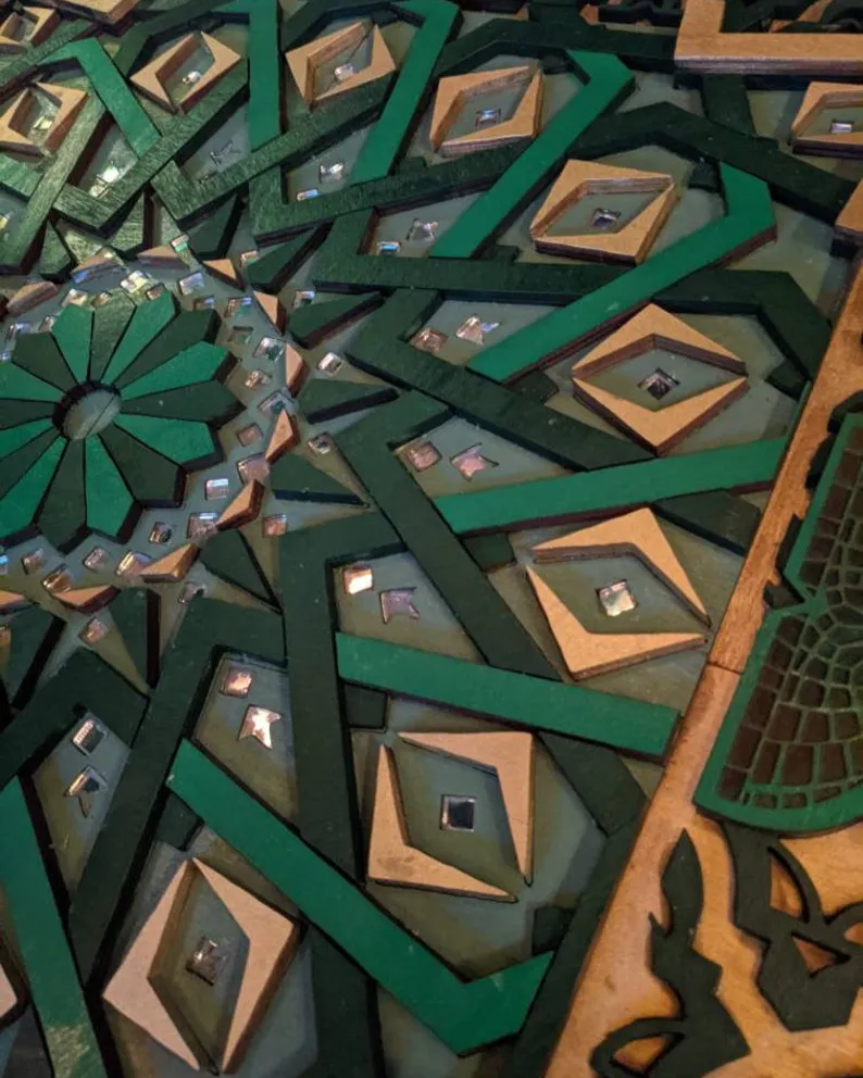 Arabic Mosaic Wooden Laser Cut Wall Art