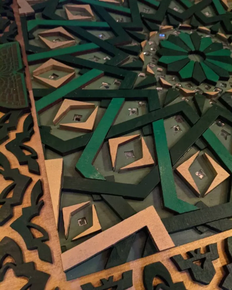 Arabic Mosaic Wooden Laser Cut Wall Art